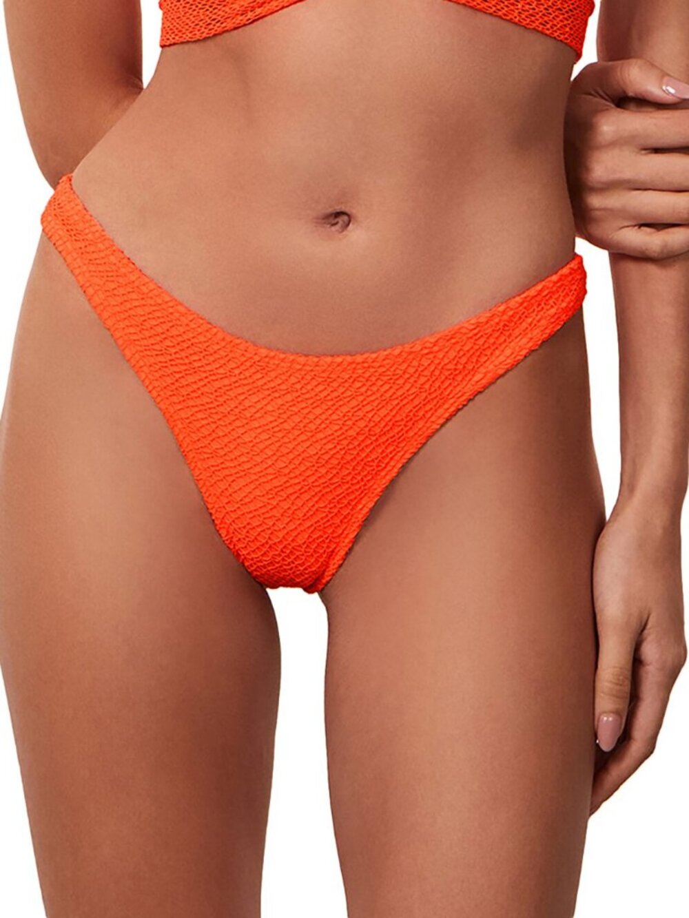 Vix Crochet Bikini Bottom Neon Orange Solid Basic Full Mesh XL NWT